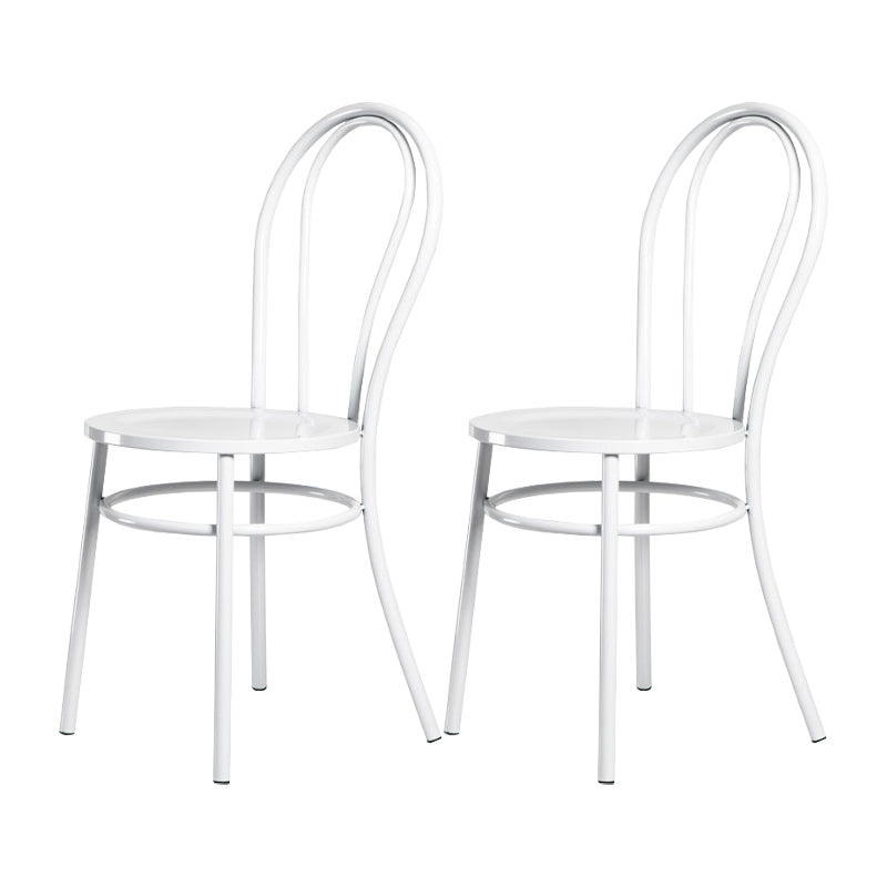 White and Black Dining Chairs Industrial Iron Armless Dining Side Chair White 2 Piece Set Clearhalo 'Dining Chairs' 'Dining Tables & Seating' 'dining_chair' 'furn' 'furn_dining_chair' 'Furniture' 'Kitchen & Dining Furniture' 5589659