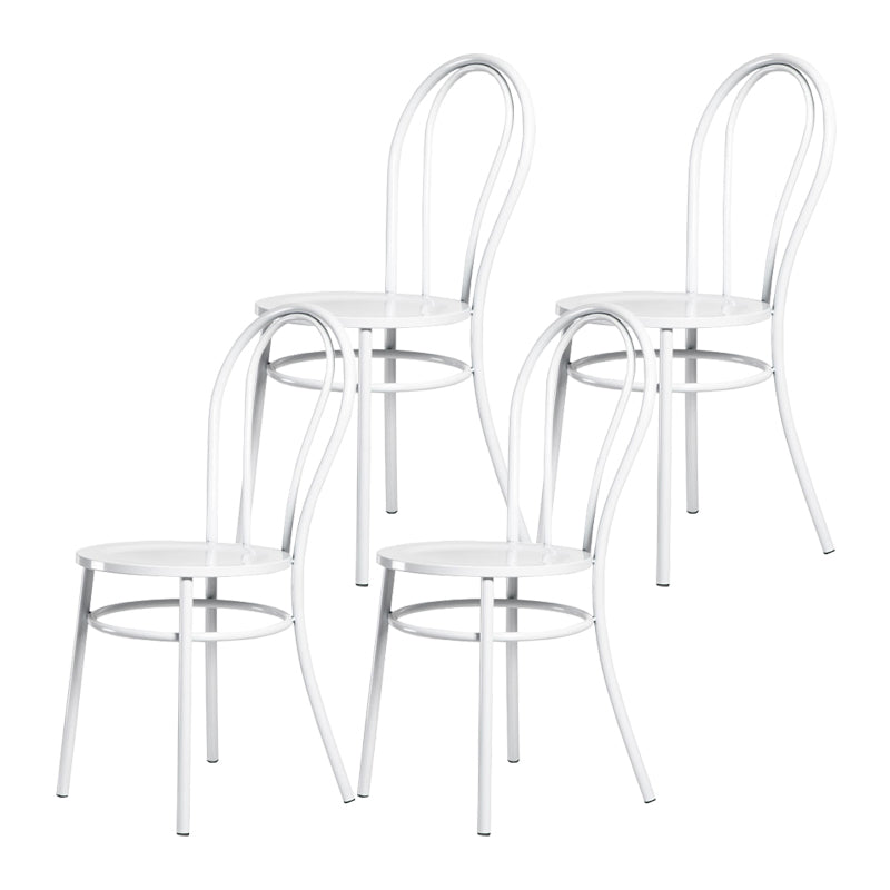 White and Black Dining Chairs Industrial Iron Armless Dining Side Chair White 4 Piece Set Clearhalo 'Dining Chairs' 'Dining Tables & Seating' 'dining_chair' 'furn' 'furn_dining_chair' 'Furniture' 'Kitchen & Dining Furniture' 5589660