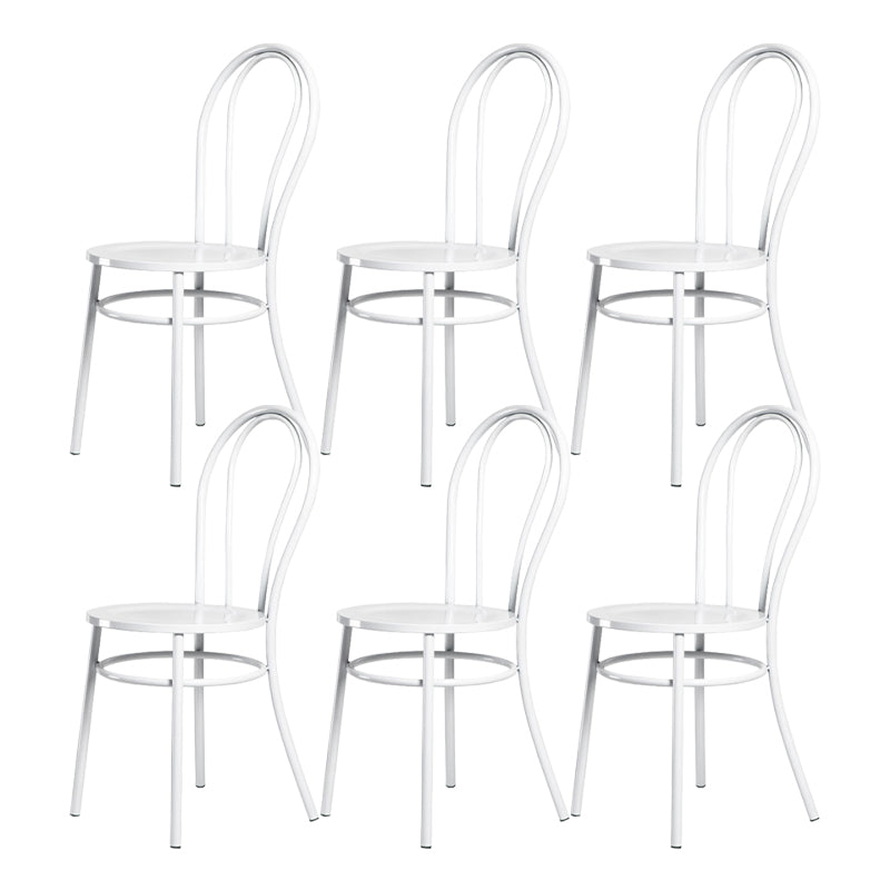 White and Black Dining Chairs Industrial Iron Armless Dining Side Chair White 6 Piece Set Clearhalo 'Dining Chairs' 'Dining Tables & Seating' 'dining_chair' 'furn' 'furn_dining_chair' 'Furniture' 'Kitchen & Dining Furniture' 5589662