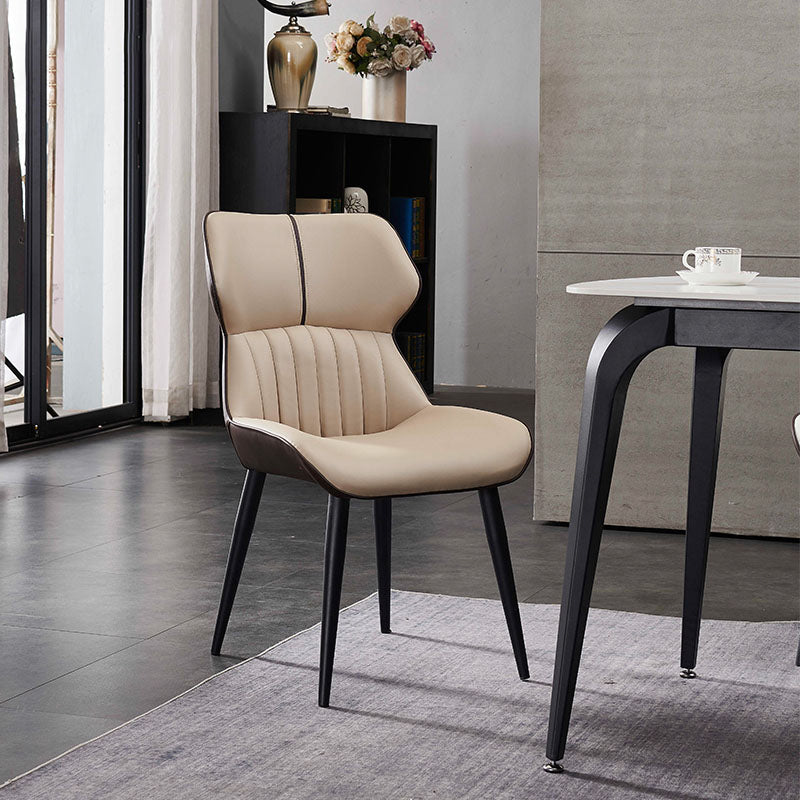 Silla lateral de cuero y metal de cuero y metal