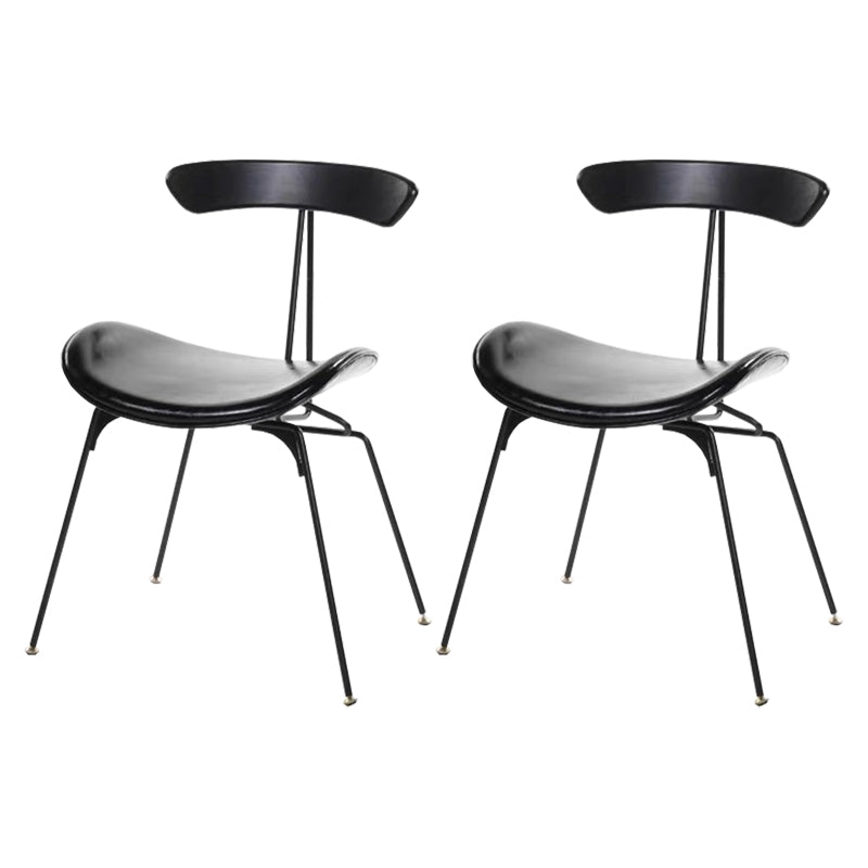 Black Iron Legs Dining Chairs Industrial Armless Dining Side Chair Black 2 Piece Set Clearhalo 'Dining Chairs' 'Dining Tables & Seating' 'dining_chair' 'furn' 'furn_dining_chair' 'Furniture' 'Kitchen & Dining Furniture' 5589771
