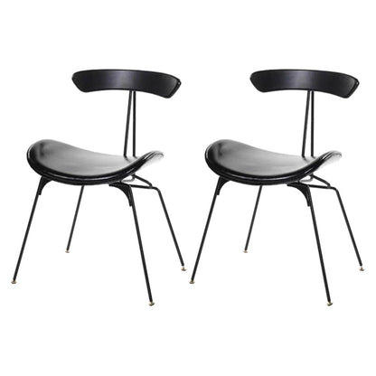 Black Iron Legs Dining Chairs Industrial Armless Dining Side Chair Black 2 Piece Set Clearhalo 'Dining Chairs' 'Dining Tables & Seating' 'dining_chair' 'furn' 'furn_dining_chair' 'Furniture' 'Kitchen & Dining Furniture' 5589771