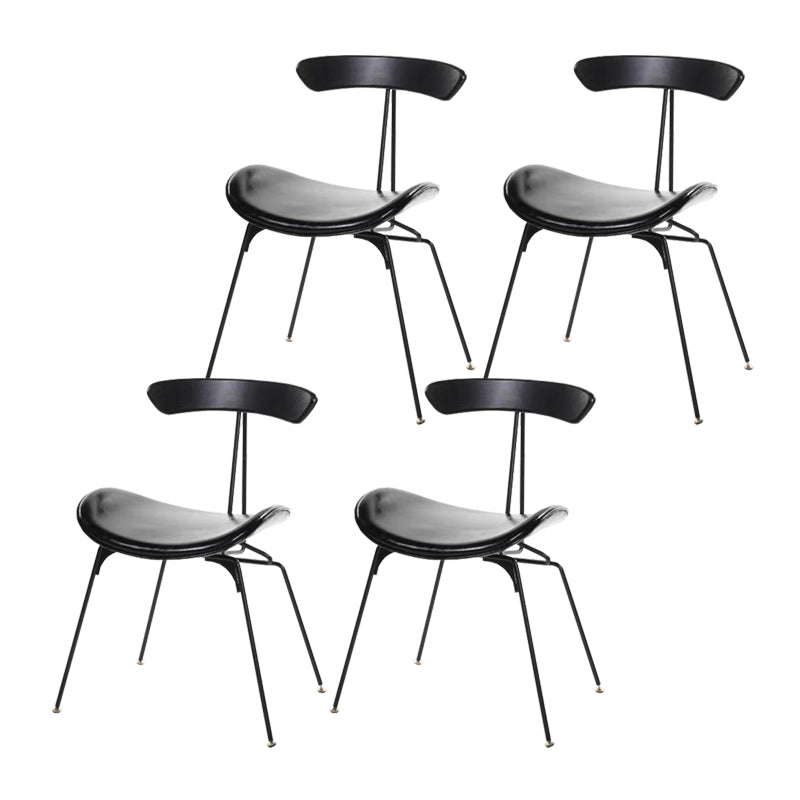 Black Iron Legs Dining Chairs Industrial Armless Dining Side Chair Black 4 Piece Set Clearhalo 'Dining Chairs' 'Dining Tables & Seating' 'dining_chair' 'furn' 'furn_dining_chair' 'Furniture' 'Kitchen & Dining Furniture' 5589772