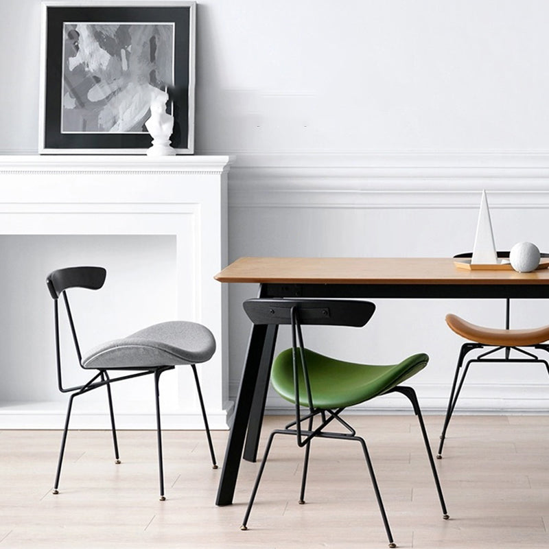 Black Iron Legs Dining Chairs Industrial Armless Dining Side Chair Clearhalo 'Dining Chairs' 'Dining Tables & Seating' 'dining_chair' 'furn' 'furn_dining_chair' 'Furniture' 'Kitchen & Dining Furniture' 5589773