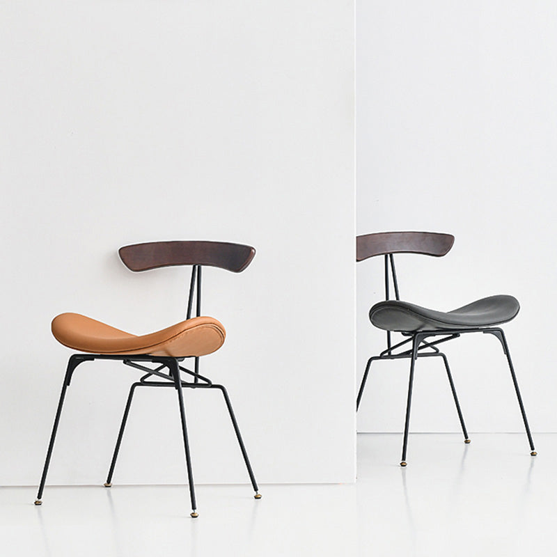 Black Iron Legs Dining Chairs Industrial Armless Dining Side Chair Clearhalo 'Dining Chairs' 'Dining Tables & Seating' 'dining_chair' 'furn' 'furn_dining_chair' 'Furniture' 'Kitchen & Dining Furniture' 5589774