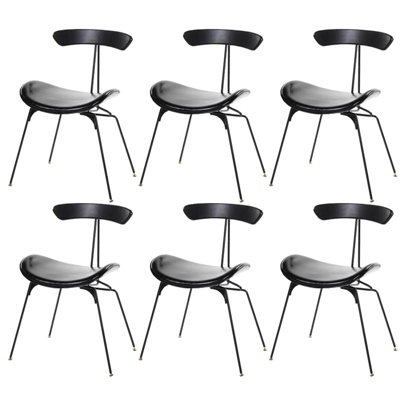 Black Iron Legs Dining Chairs Industrial Armless Dining Side Chair Black 6 Piece Set Clearhalo 'Dining Chairs' 'Dining Tables & Seating' 'dining_chair' 'furn' 'furn_dining_chair' 'Furniture' 'Kitchen & Dining Furniture' 5589775
