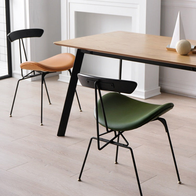 Black Iron Legs Dining Chairs Industrial Armless Dining Side Chair Clearhalo 'Dining Chairs' 'Dining Tables & Seating' 'dining_chair' 'furn' 'furn_dining_chair' 'Furniture' 'Kitchen & Dining Furniture' 5589776