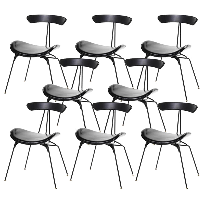 Black Iron Legs Dining Chairs Industrial Armless Dining Side Chair Black 8 Piece Set Clearhalo 'Dining Chairs' 'Dining Tables & Seating' 'dining_chair' 'furn' 'furn_dining_chair' 'Furniture' 'Kitchen & Dining Furniture' 5589777