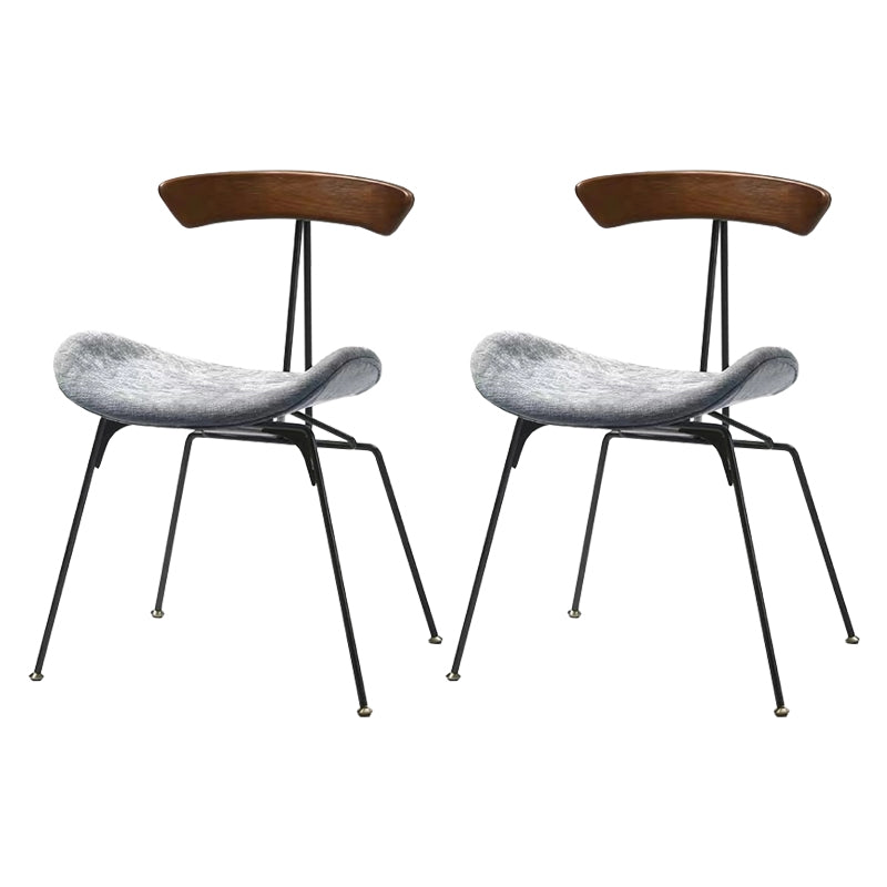 Black Iron Legs Dining Chairs Industrial Armless Dining Side Chair Gray 2 Piece Set Clearhalo 'Dining Chairs' 'Dining Tables & Seating' 'dining_chair' 'furn' 'furn_dining_chair' 'Furniture' 'Kitchen & Dining Furniture' 5589779