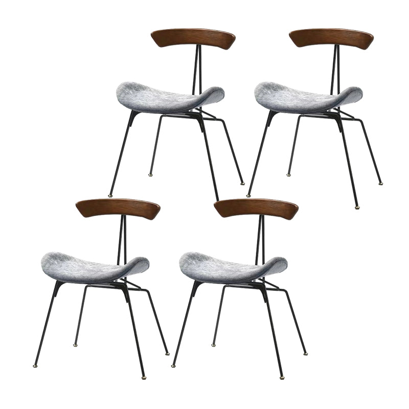 Black Iron Legs Dining Chairs Industrial Armless Dining Side Chair Gray 4 Piece Set Clearhalo 'Dining Chairs' 'Dining Tables & Seating' 'dining_chair' 'furn' 'furn_dining_chair' 'Furniture' 'Kitchen & Dining Furniture' 5589780