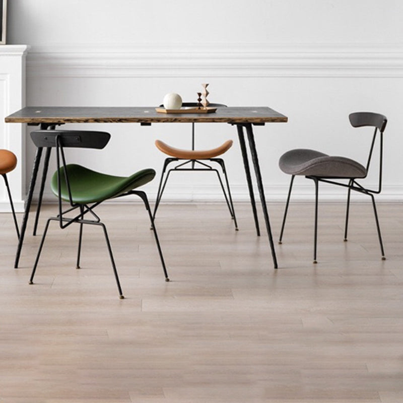 Black Iron Legs Dining Chairs Industrial Armless Dining Side Chair Clearhalo 'Dining Chairs' 'Dining Tables & Seating' 'dining_chair' 'furn' 'furn_dining_chair' 'Furniture' 'Kitchen & Dining Furniture' 5589787