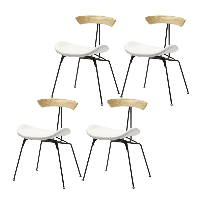 Black Iron Legs Dining Chairs Industrial Armless Dining Side Chair White 4 Piece Set Clearhalo 'Dining Chairs' 'Dining Tables & Seating' 'dining_chair' 'furn' 'furn_dining_chair' 'Furniture' 'Kitchen & Dining Furniture' 5589788