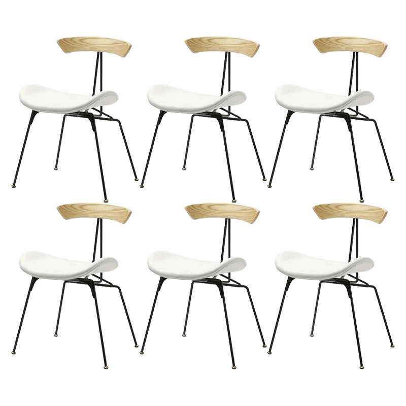 Black Iron Legs Dining Chairs Industrial Armless Dining Side Chair White 6 Piece Set Clearhalo 'Dining Chairs' 'Dining Tables & Seating' 'dining_chair' 'furn' 'furn_dining_chair' 'Furniture' 'Kitchen & Dining Furniture' 5589789
