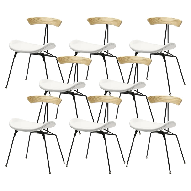 Black Iron Legs Dining Chairs Industrial Armless Dining Side Chair White 8 Piece Set Clearhalo 'Dining Chairs' 'Dining Tables & Seating' 'dining_chair' 'furn' 'furn_dining_chair' 'Furniture' 'Kitchen & Dining Furniture' 5589790