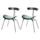 Black Iron Legs Dining Chairs Industrial Armless Dining Side Chair Dark Green 2 Piece Set Clearhalo 'Dining Chairs' 'Dining Tables & Seating' 'dining_chair' 'furn' 'furn_dining_chair' 'Furniture' 'Kitchen & Dining Furniture' 5589799