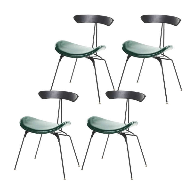 Black Iron Legs Dining Chairs Industrial Armless Dining Side Chair Dark Green 4 Piece Set Clearhalo 'Dining Chairs' 'Dining Tables & Seating' 'dining_chair' 'furn' 'furn_dining_chair' 'Furniture' 'Kitchen & Dining Furniture' 5589800