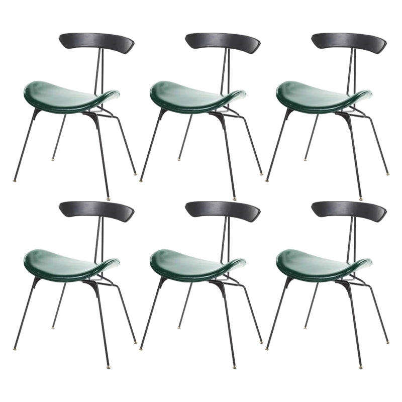 Black Iron Legs Dining Chairs Industrial Armless Dining Side Chair Dark Green 6 Piece Set Clearhalo 'Dining Chairs' 'Dining Tables & Seating' 'dining_chair' 'furn' 'furn_dining_chair' 'Furniture' 'Kitchen & Dining Furniture' 5589801