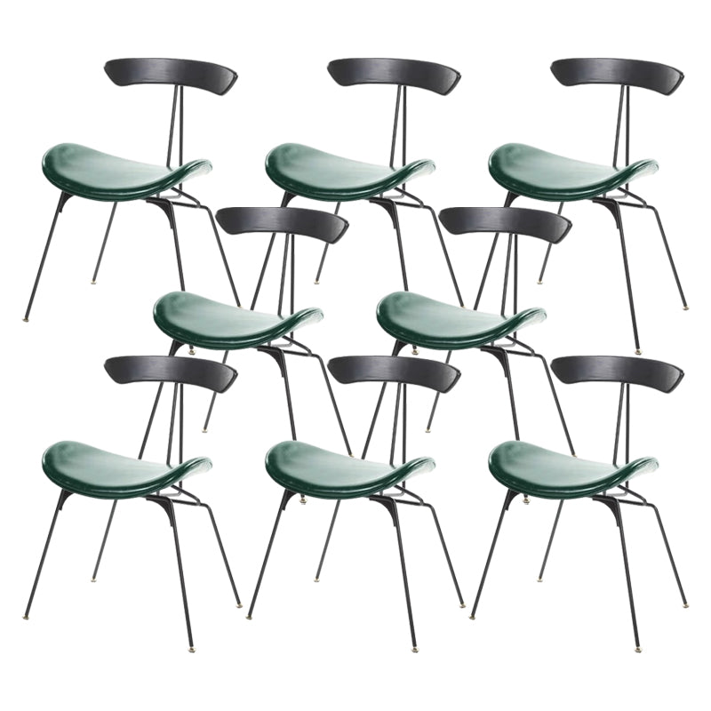 Black Iron Legs Dining Chairs Industrial Armless Dining Side Chair Dark Green 8 Piece Set Clearhalo 'Dining Chairs' 'Dining Tables & Seating' 'dining_chair' 'furn' 'furn_dining_chair' 'Furniture' 'Kitchen & Dining Furniture' 5589802