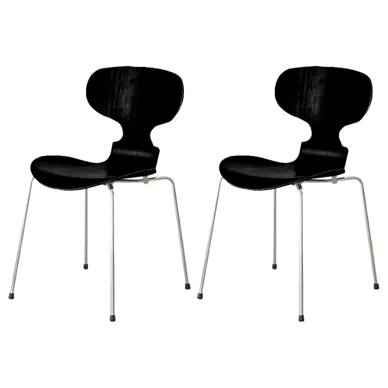 Stackable Armless Dining Chairs Contemporary Low Back Dining Side Chair Black 2 Piece Set Clearhalo 'Dining Chairs' 'Dining Tables & Seating' 'dining_chair' 'furn' 'furn_dining_chair' 'Furniture' 'Kitchen & Dining Furniture' 5589909