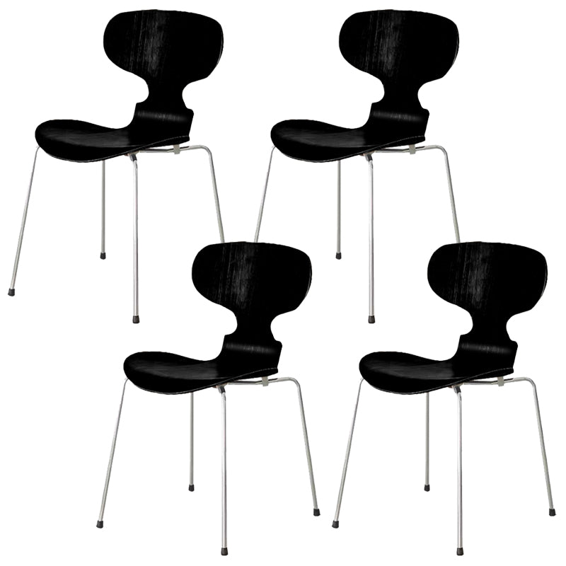 Stackable Armless Dining Chairs Contemporary Low Back Dining Side Chair Black 4 Piece Set Clearhalo 'Dining Chairs' 'Dining Tables & Seating' 'dining_chair' 'furn' 'furn_dining_chair' 'Furniture' 'Kitchen & Dining Furniture' 5589911