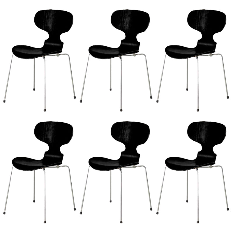 Stackable Armless Dining Chairs Contemporary Low Back Dining Side Chair Black 6 Piece Set Clearhalo 'Dining Chairs' 'Dining Tables & Seating' 'dining_chair' 'furn' 'furn_dining_chair' 'Furniture' 'Kitchen & Dining Furniture' 5589914