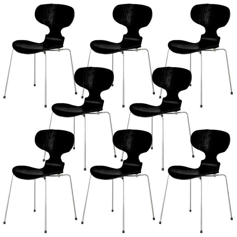 Stackable Armless Dining Chairs Contemporary Low Back Dining Side Chair Black 8 Piece Set Clearhalo 'Dining Chairs' 'Dining Tables & Seating' 'dining_chair' 'furn' 'furn_dining_chair' 'Furniture' 'Kitchen & Dining Furniture' 5589915