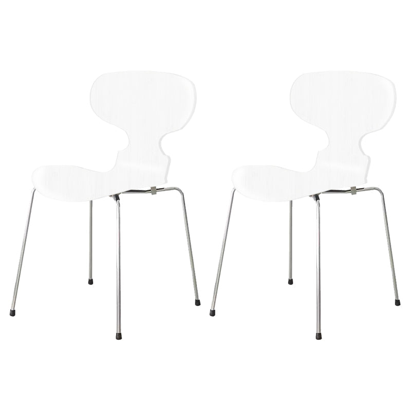 Stackable Armless Dining Chairs Contemporary Low Back Dining Side Chair White 2 Piece Set Clearhalo 'Dining Chairs' 'Dining Tables & Seating' 'dining_chair' 'furn' 'furn_dining_chair' 'Furniture' 'Kitchen & Dining Furniture' 5589920