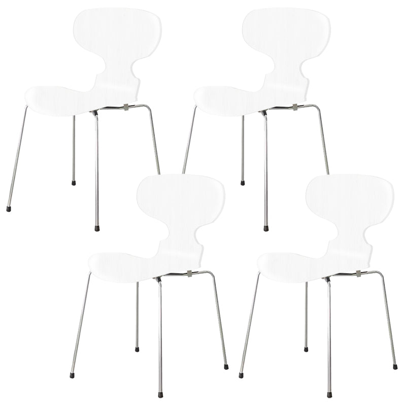 Stackable Armless Dining Chairs Contemporary Low Back Dining Side Chair White 4 Piece Set Clearhalo 'Dining Chairs' 'Dining Tables & Seating' 'dining_chair' 'furn' 'furn_dining_chair' 'Furniture' 'Kitchen & Dining Furniture' 5589922