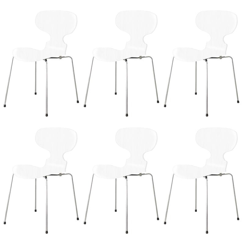 Stackable Armless Dining Chairs Contemporary Low Back Dining Side Chair White 6 Piece Set Clearhalo 'Dining Chairs' 'Dining Tables & Seating' 'dining_chair' 'furn' 'furn_dining_chair' 'Furniture' 'Kitchen & Dining Furniture' 5589924