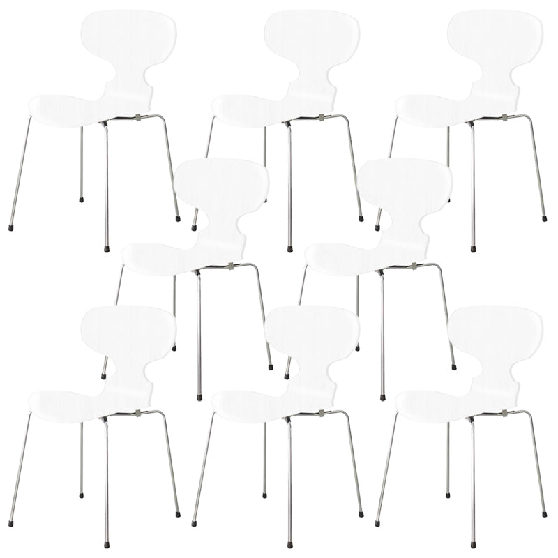 Stackable Armless Dining Chairs Contemporary Low Back Dining Side Chair White 8 Piece Set Clearhalo 'Dining Chairs' 'Dining Tables & Seating' 'dining_chair' 'furn' 'furn_dining_chair' 'Furniture' 'Kitchen & Dining Furniture' 5589925