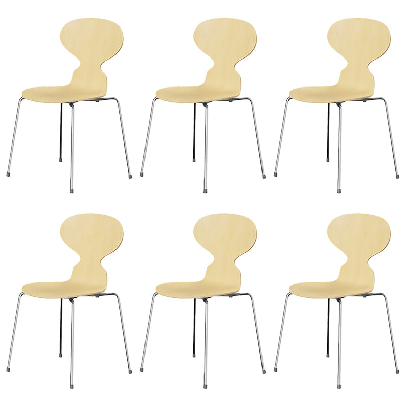 Stackable Armless Dining Chairs Contemporary Low Back Dining Side Chair Wood 6 Piece Set Clearhalo 'Dining Chairs' 'Dining Tables & Seating' 'dining_chair' 'furn' 'furn_dining_chair' 'Furniture' 'Kitchen & Dining Furniture' 5589933
