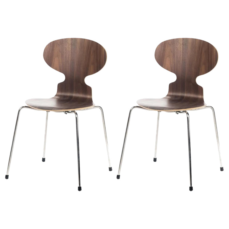 Stackable Armless Dining Chairs Contemporary Low Back Dining Side Chair Walnut 2 Piece Set Clearhalo 'Dining Chairs' 'Dining Tables & Seating' 'dining_chair' 'furn' 'furn_dining_chair' 'Furniture' 'Kitchen & Dining Furniture' 5589936