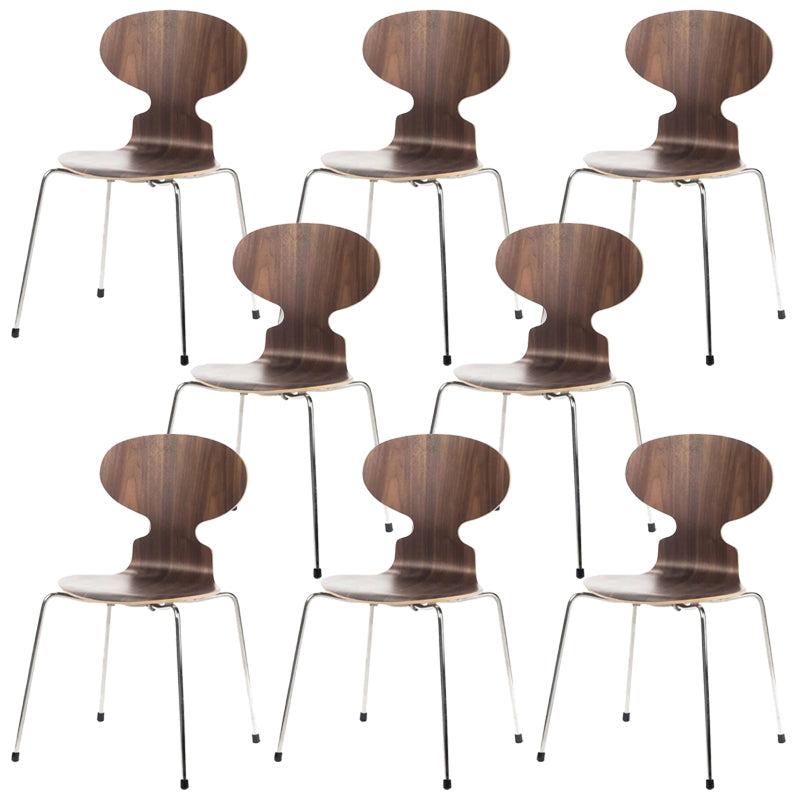 Stackable Armless Dining Chairs Contemporary Low Back Dining Side Chair Walnut 8 Piece Set Clearhalo 'Dining Chairs' 'Dining Tables & Seating' 'dining_chair' 'furn' 'furn_dining_chair' 'Furniture' 'Kitchen & Dining Furniture' 5589939