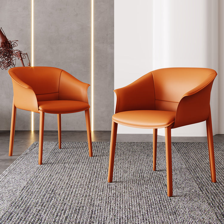 Contemporary Arm Dining Chairs Faux Leather Low Back Dining Side Chair