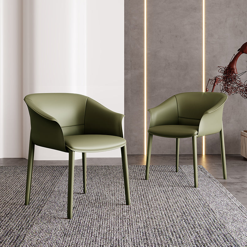 Contemporary Arm Dining Chairs Faux Leather Low Back Dining Side Chair