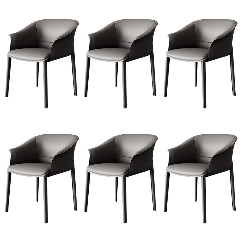 Contemporary Arm Dining Chairs Faux Leather Low Back Dining Side Chair