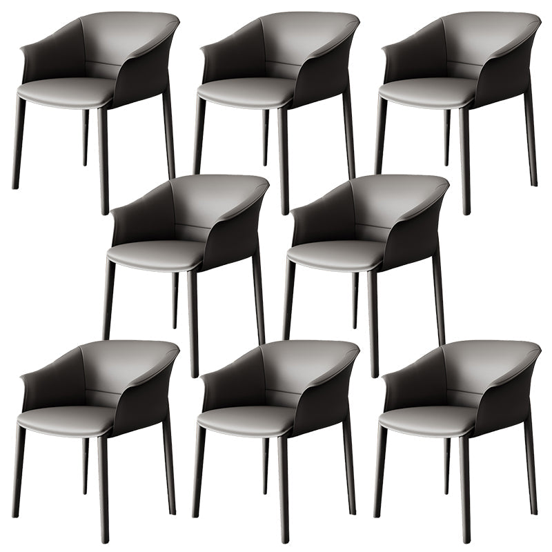 Contemporary Arm Dining Chairs Faux Leather Low Back Dining Side Chair