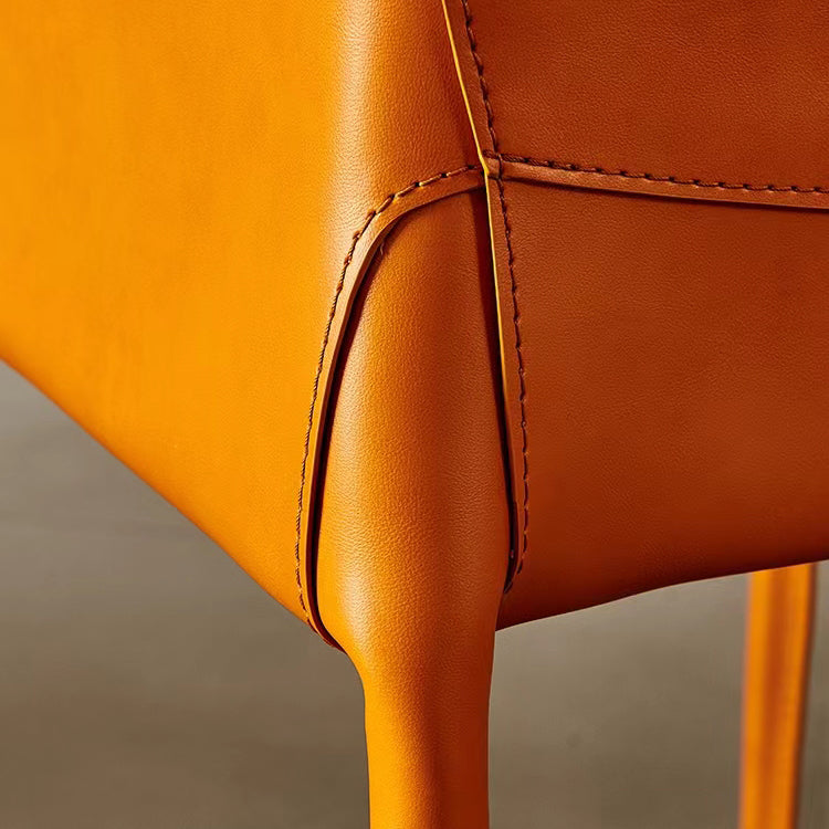 Contemporary Arm Dining Chairs Faux Leather Low Back Dining Side Chair