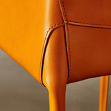 Contemporary Arm Dining Chairs Faux Leather Low Back Dining Side Chair