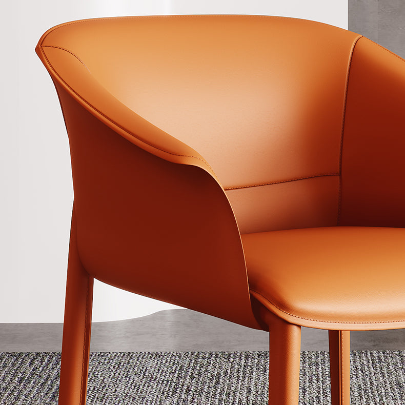 Contemporary Arm Dining Chairs Faux Leather Low Back Dining Side Chair