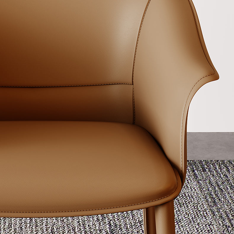 Contemporary Arm Dining Chairs Faux Leather Low Back Dining Side Chair