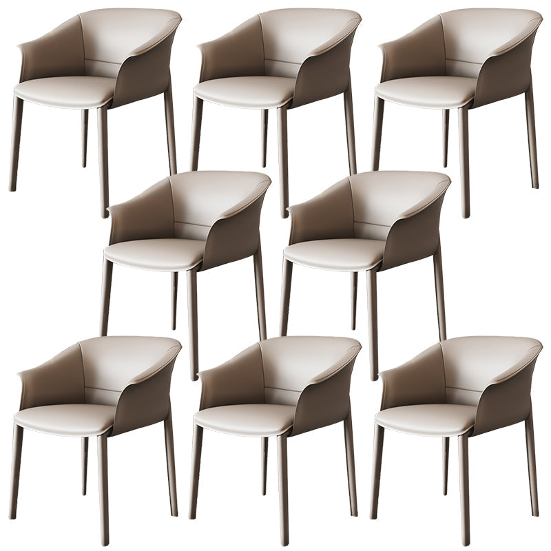 Contemporary Arm Dining Chairs Faux Leather Low Back Dining Side Chair