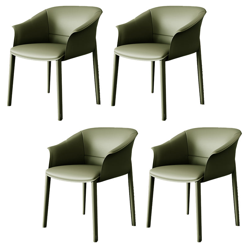 Contemporary Arm Dining Chairs Faux Leather Low Back Dining Side Chair