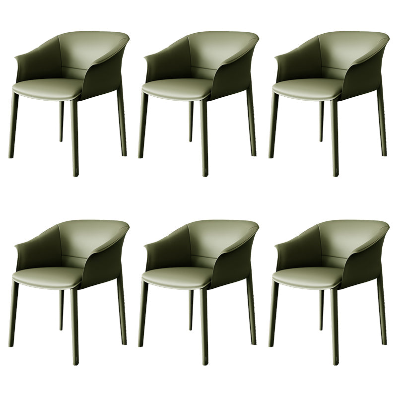 Contemporary Arm Dining Chairs Faux Leather Low Back Dining Side Chair