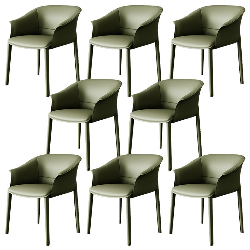 Contemporary Arm Dining Chairs Faux Leather Low Back Dining Side Chair
