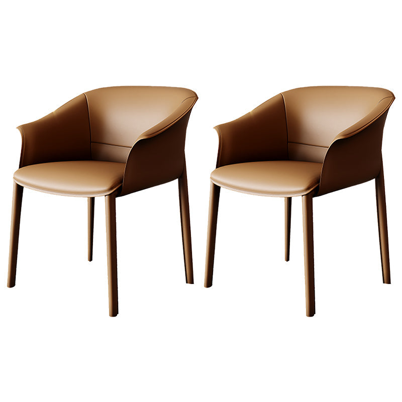 Contemporary Arm Dining Chairs Faux Leather Low Back Dining Side Chair