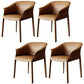 Contemporary Arm Dining Chairs Faux Leather Low Back Dining Side Chair