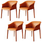 Contemporary Arm Dining Chairs Faux Leather Low Back Dining Side Chair