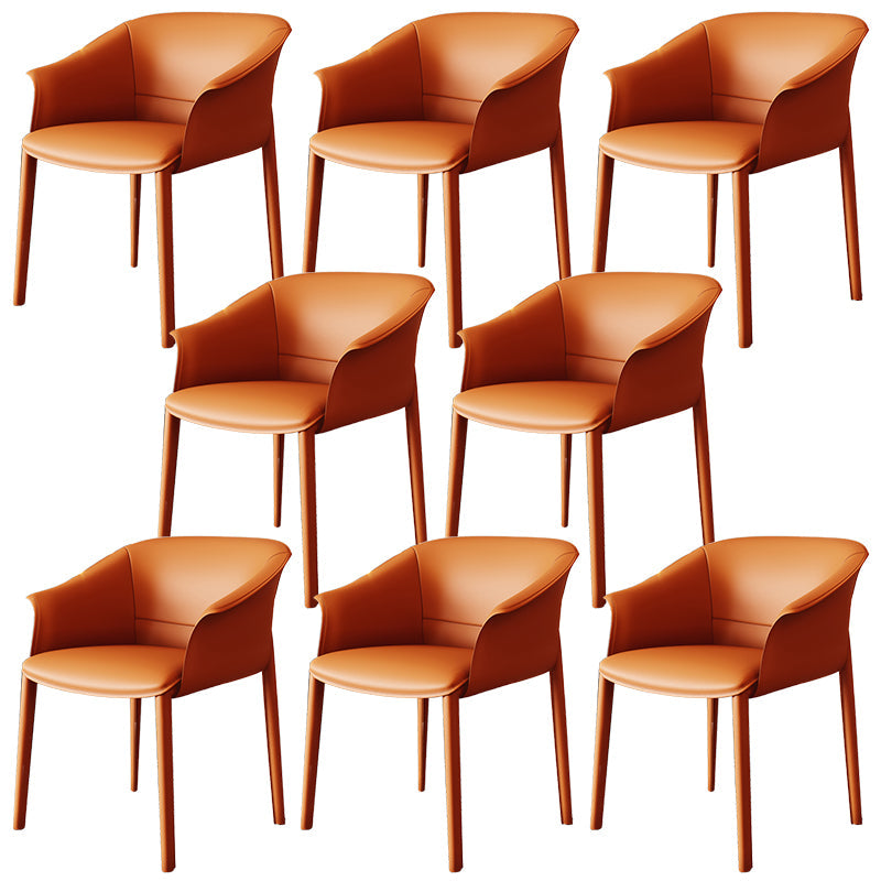 Contemporary Arm Dining Chairs Faux Leather Low Back Dining Side Chair