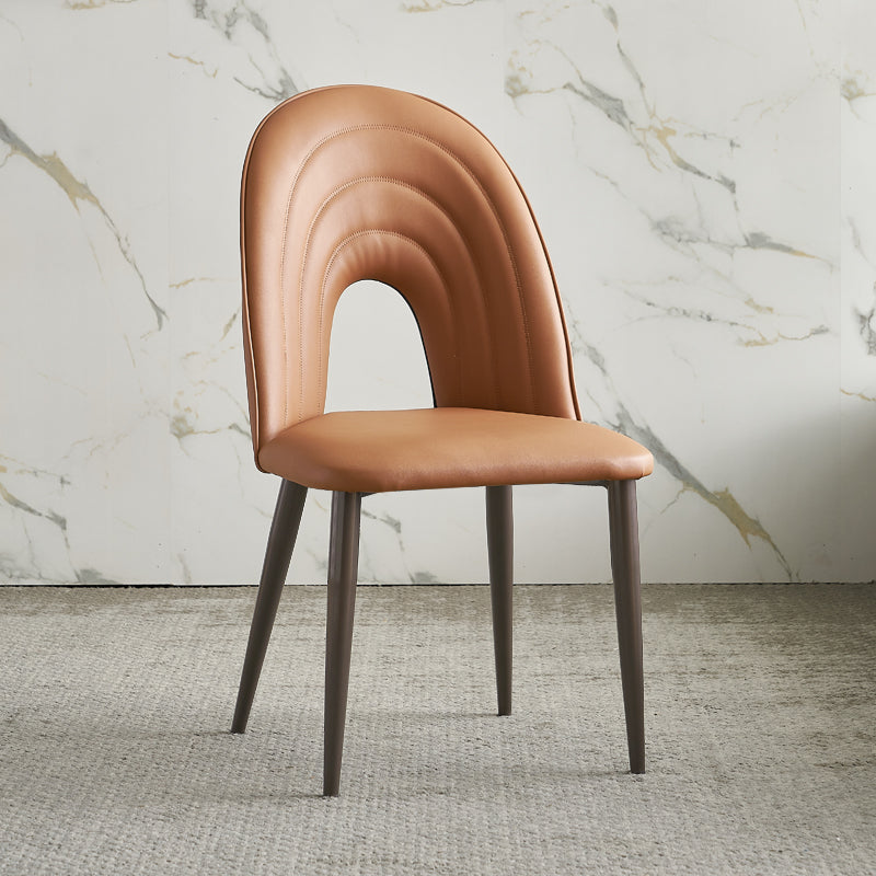Contemporary Armless Dining Chairs Faux Leather Open Back Dining Side Chair